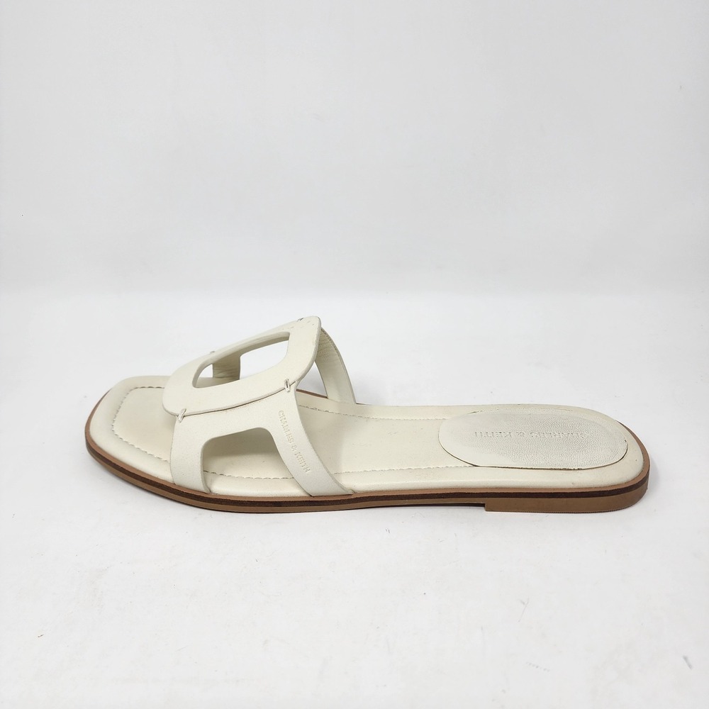Charles & Keith Easley Cut Out Slide Sandals Women's 9 Chalk Comfort Spring